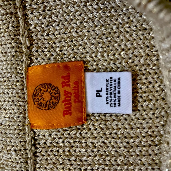 Metallic gold knit elegant sweater with jeweled, embellished neckline - Picture 7 of 8